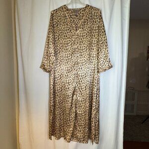Valerie Stevens Women's Size Medium Leopard Zip Up Robe Housecoat Loungewear Moo